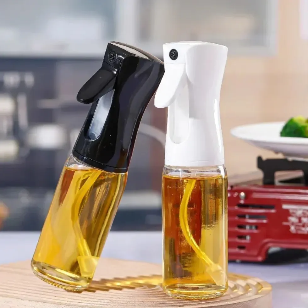 Oljeflaska med Sprayfunktion i Glas 200ml Svart