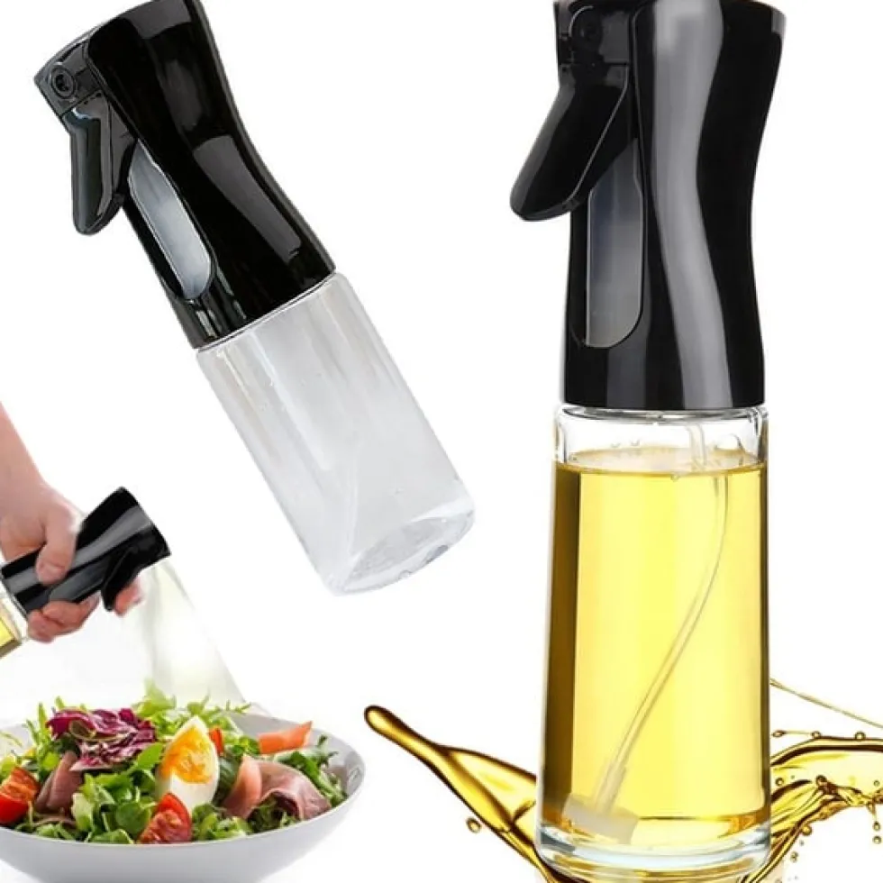 Oljeflaska med Sprayfunktion i Glas 200ml Svart