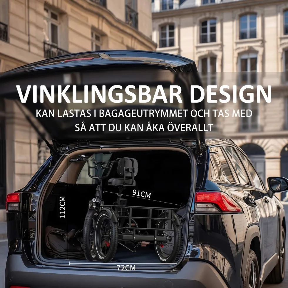 ONESPORT OT30 PRO elcykel, med justerbar saddel, 20*3" tums däck, 18Ah batteri, 500W Motor,maxlast 180 kg, räckvidd 90 km