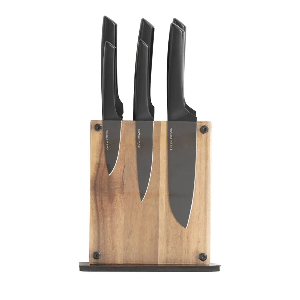 Orrefors Jernverk knivset med knivblock 6 delar