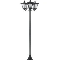Outsunny solcellsdriven LED-trädgårdslampa med sensorer, 3 skärmar - H.182,5 cm - IP44