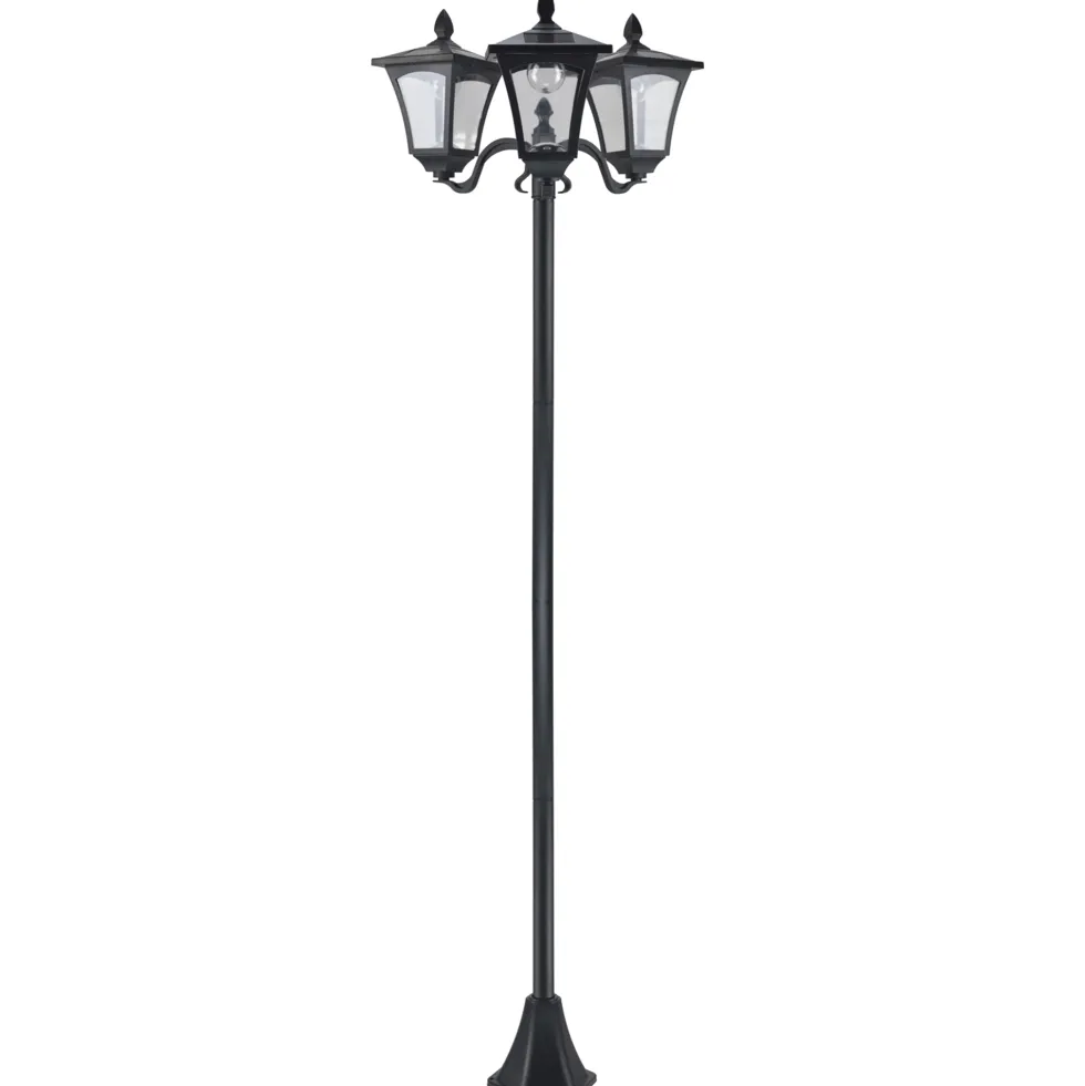 Outsunny solcellsdriven LED-trädgårdslampa med sensorer, 3 skärmar - H.182,5 cm - IP44