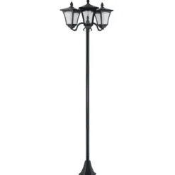 Outsunny solcellsdriven LED-trädgårdslampa med sensorer, 3 skärmar - H.182,5 cm - IP44