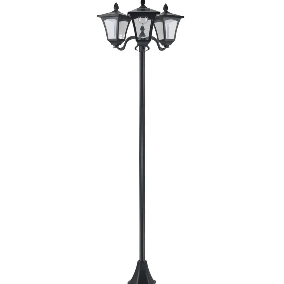 Outsunny solcellsdriven LED-trädgårdslampa med sensorer, 3 skärmar - H.182,5 cm - IP44