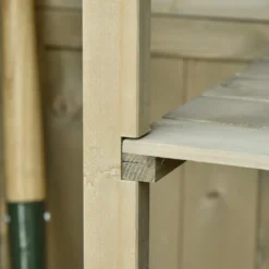 Outsunny trädgårdsskjul/redskapsskjul, fristående, mått: 87L x 47B x 160H cm, 2 hyllor, lamelldörrar, vattentätt bitumentak, sandbehandlat furuträ