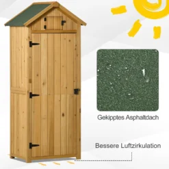 Outsunny Trädgårdsskjul, Väderbeständigt Verktygsskjul 77x54,2x179cm, Trädgårdsskjul med Dörr, Sadeltak, Verktygsskåp med Hyllor, Trädgårdsredskapsskjul för Trädgård, Uteplats, Gul+Grön