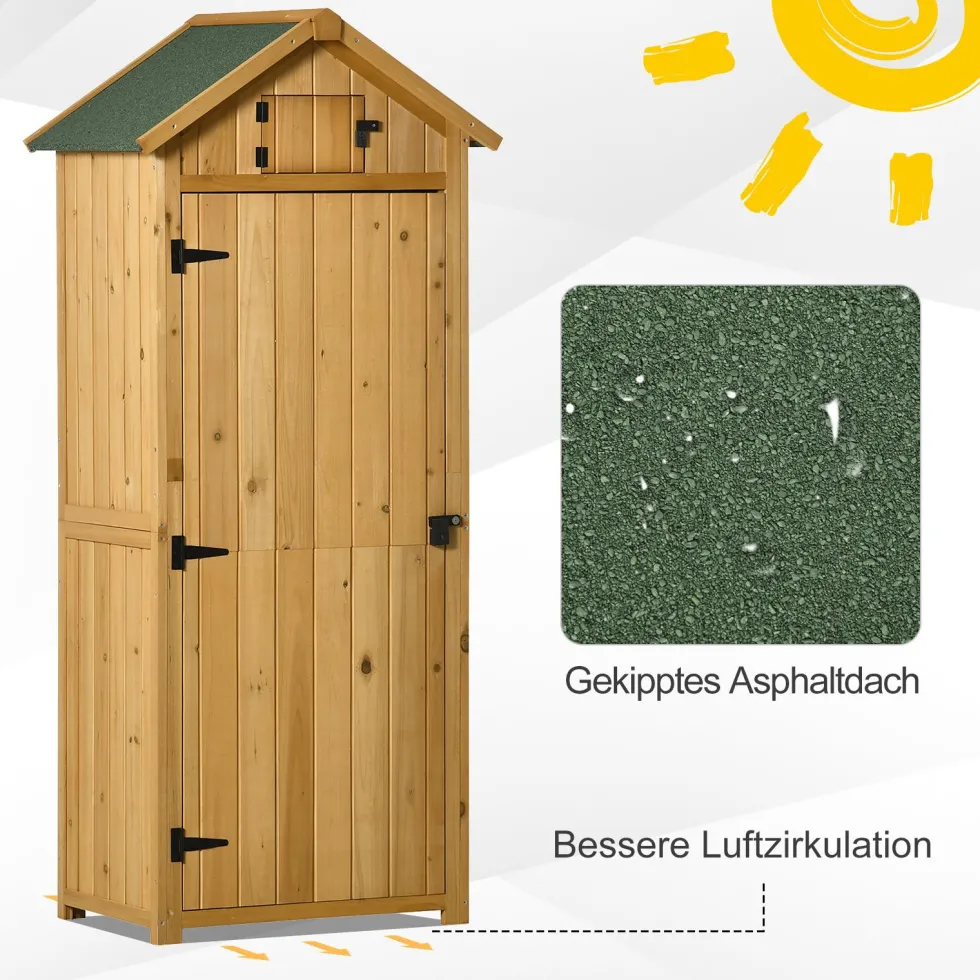 Outsunny Trädgårdsskjul, Väderbeständigt Verktygsskjul 77x54,2x179cm, Trädgårdsskjul med Dörr, Sadeltak, Verktygsskåp med Hyllor, Trädgårdsredskapsskjul för Trädgård, Uteplats, Gul+Grön