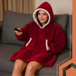 Oversize Fleece Sweatshirt Blanket Röd