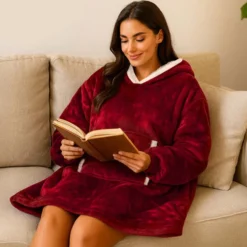 Oversize Fleece Sweatshirt Blanket Röd
