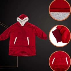Oversize Fleece Sweatshirt Blanket Röd