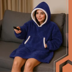 Oversize Hoodie Blanket Mörkblå