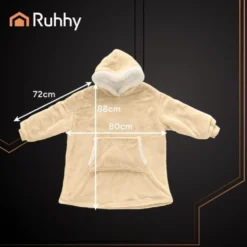 Oversize Hoodie Filt med Ärmar Beige