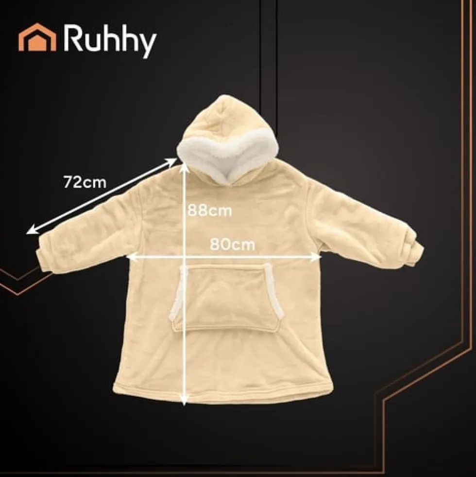 Oversize Hoodie Filt med Ärmar Beige