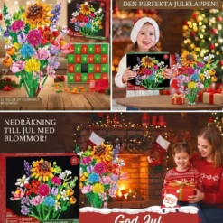 2-pack Adventskalender 2026 – 2 byggklossbuketter, 24 blommor i varje