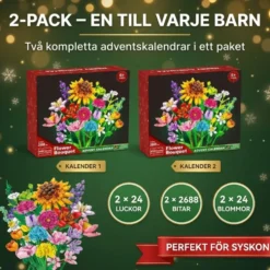 2-pack Adventskalender 2026 – 2 byggklossbuketter, 24 blommor i varje