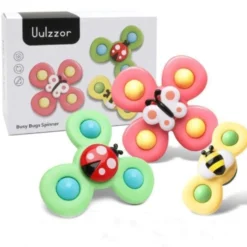 3-Pack Baby Fidget Spinners med Sugkopp – Roliga och Utvecklande Leksaker
