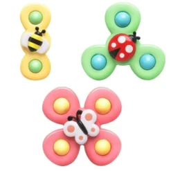 3-Pack Baby Fidget Spinners med Sugkopp – Roliga och Utvecklande Leksaker