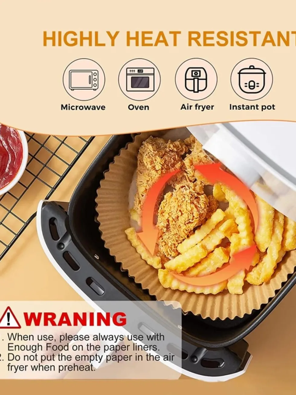 100 Pack 16cm Air Fryer Papper Engångspapper Pergament Formar