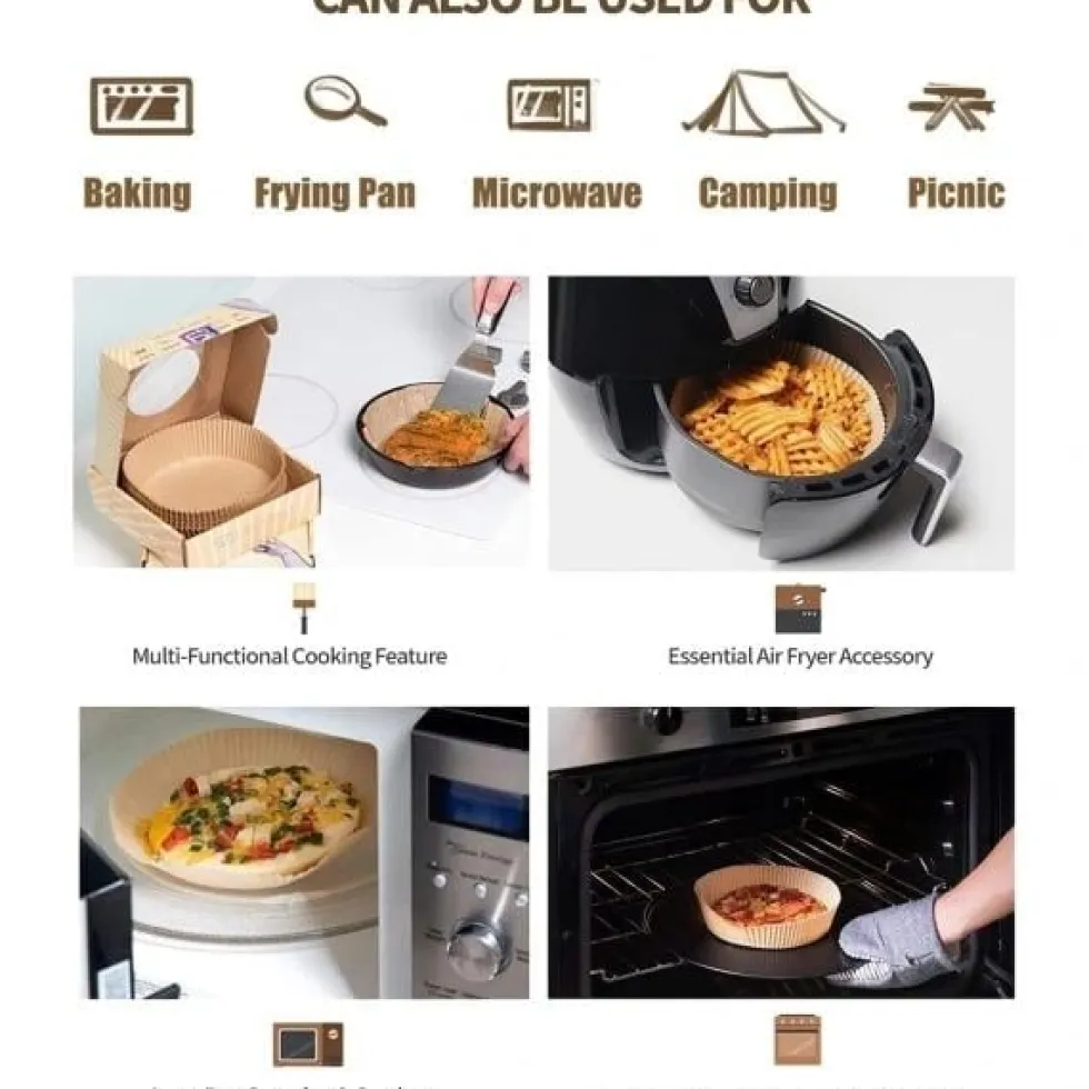 100 Pack 16cm Air Fryer Papper Engångspapper Pergament Formar