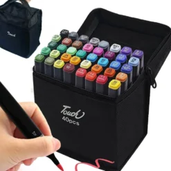 40-Pack Dubbelsidiga Tuschpennor med Fodral