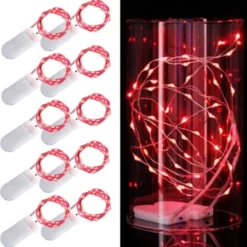 10-Pack 1m Mini LED Ljusslinga Batteridriven Röd