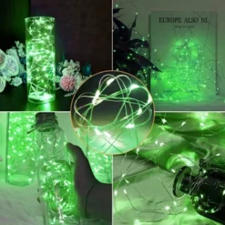 10-Pack 1m Mini LED Ljusslinga Batteridriven Grön