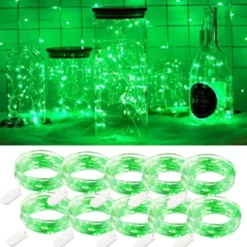 10-Pack 1m Mini LED Ljusslinga Batteridriven Grön
