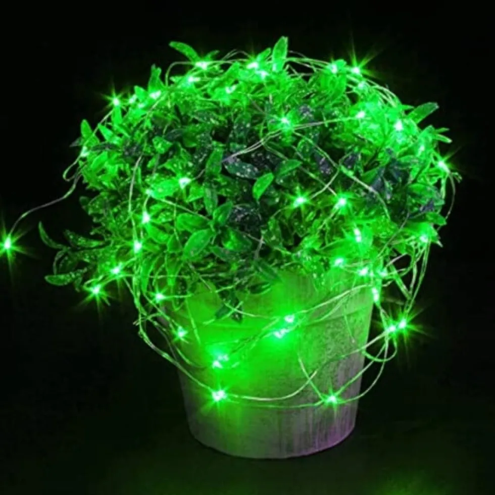 10-Pack 1m Mini LED Ljusslinga Batteridriven Grön
