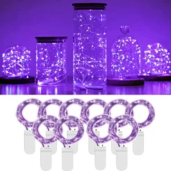 10-Pack 1m Mini LED Ljusslinga Batteridriven Lila