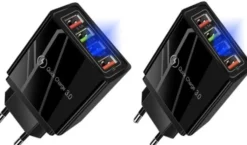 2-Pack Mobilladdare / Snabbladdare med 4 uttag - QC3