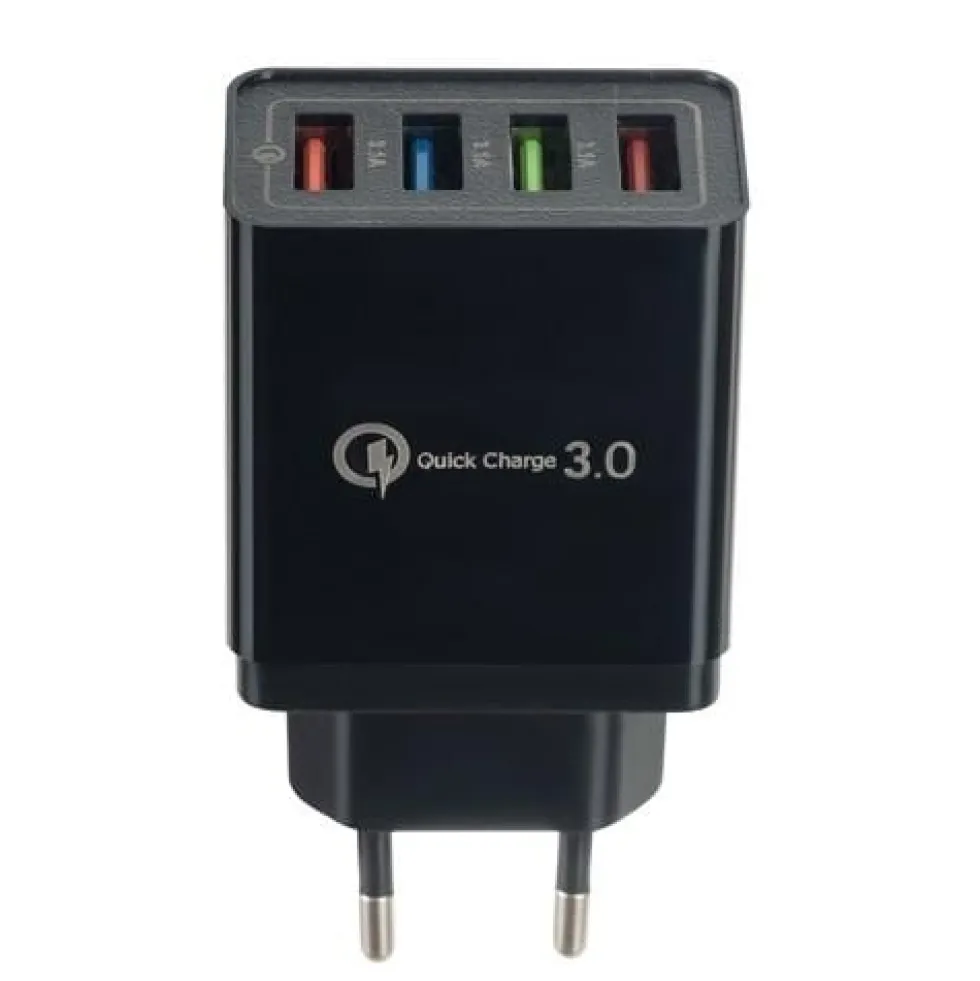2-Pack Mobilladdare / Snabbladdare med 4 uttag - QC3