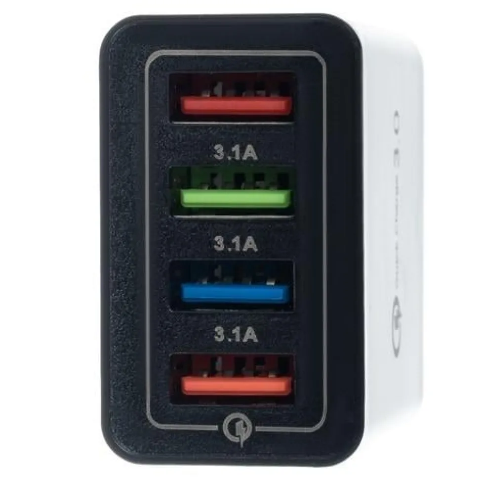 2-Pack Mobilladdare / Snabbladdare med 4 uttag - QC3
