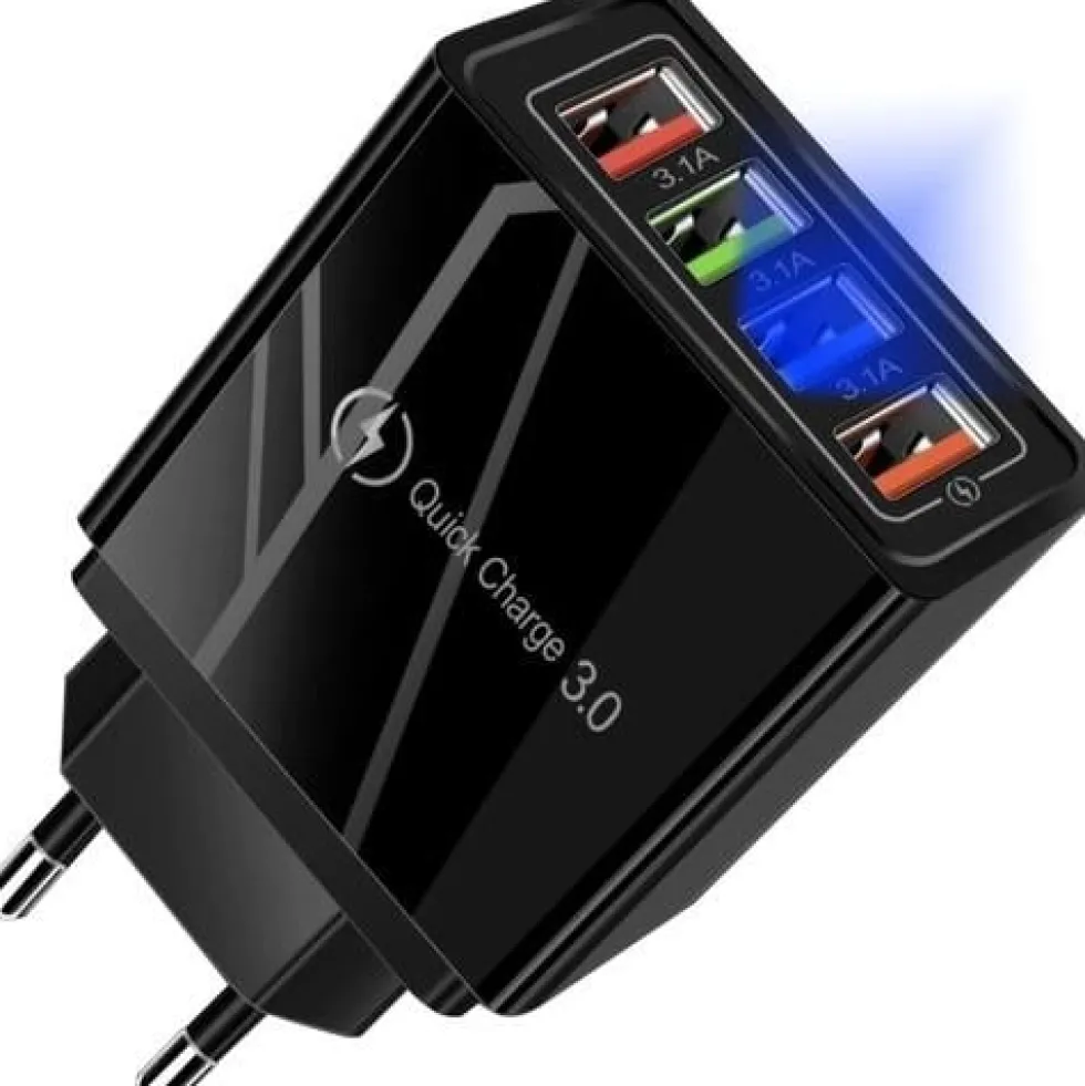 2-Pack Mobilladdare / Snabbladdare med 4 uttag - QC3