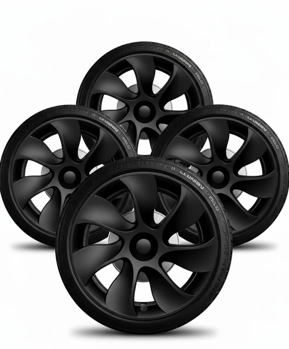 4-Pack Navkapslar Cyclone kompatibel med Tesla Model Y Hjulkåpor 19 Tum 2020–2024 – Cyclone Aero Wheel Covers Svart ABS