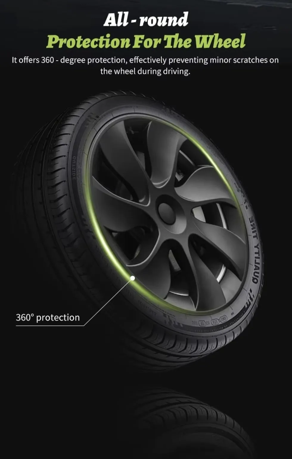 4-Pack Navkapslar Cyclone kompatibel med Tesla Model Y Hjulkåpor 19 Tum 2020–2024 – Cyclone Aero Wheel Covers Svart ABS