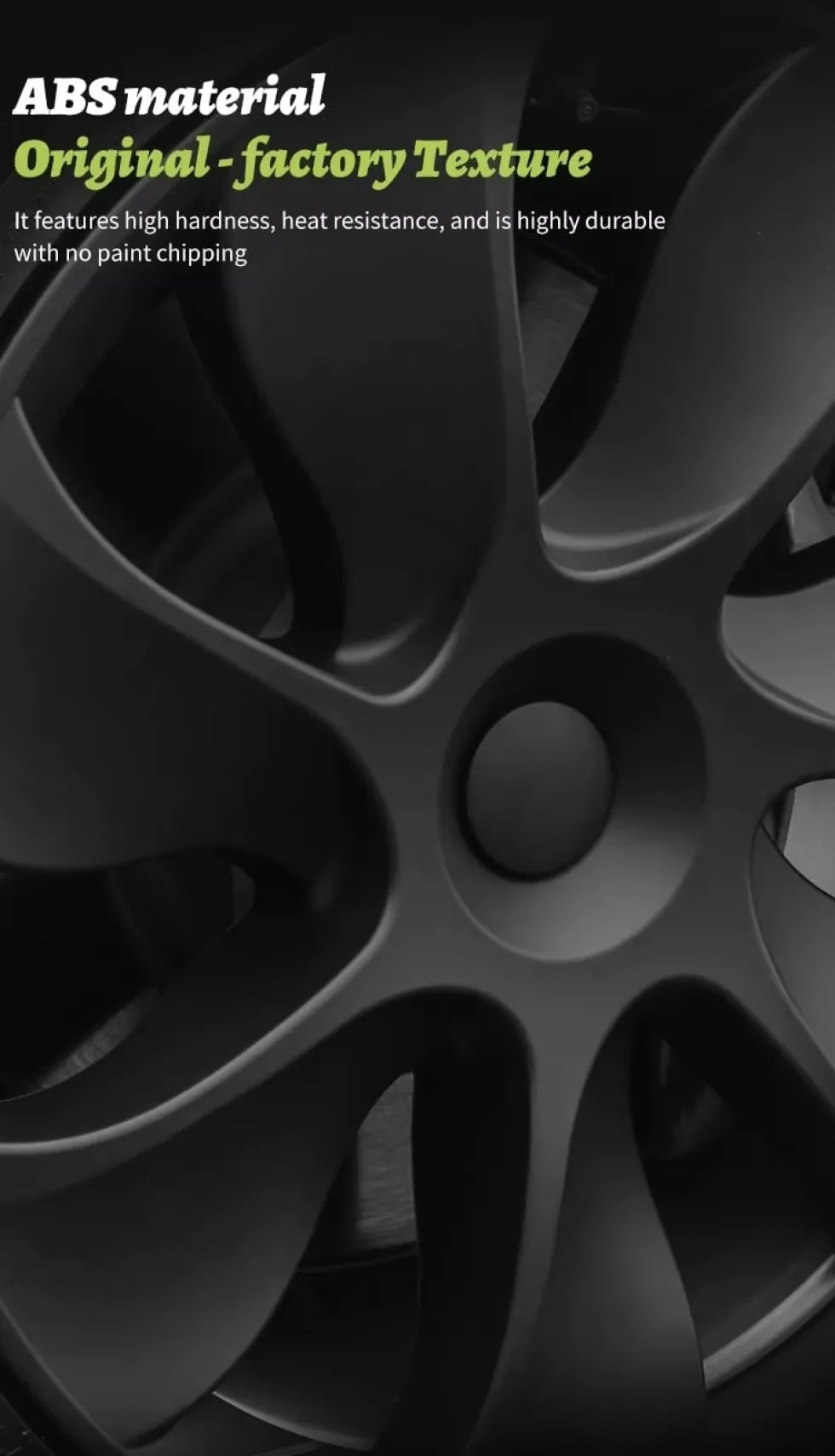 4-Pack Navkapslar Cyclone kompatibel med Tesla Model Y Hjulkåpor 19 Tum 2020–2024 – Cyclone Aero Wheel Covers Svart ABS
