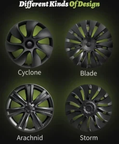 4-Pack Navkapslar Cyclone kompatibel med Tesla Model Y Hjulkåpor 19 Tum 2020–2024 – Cyclone Aero Wheel Covers Svart ABS
