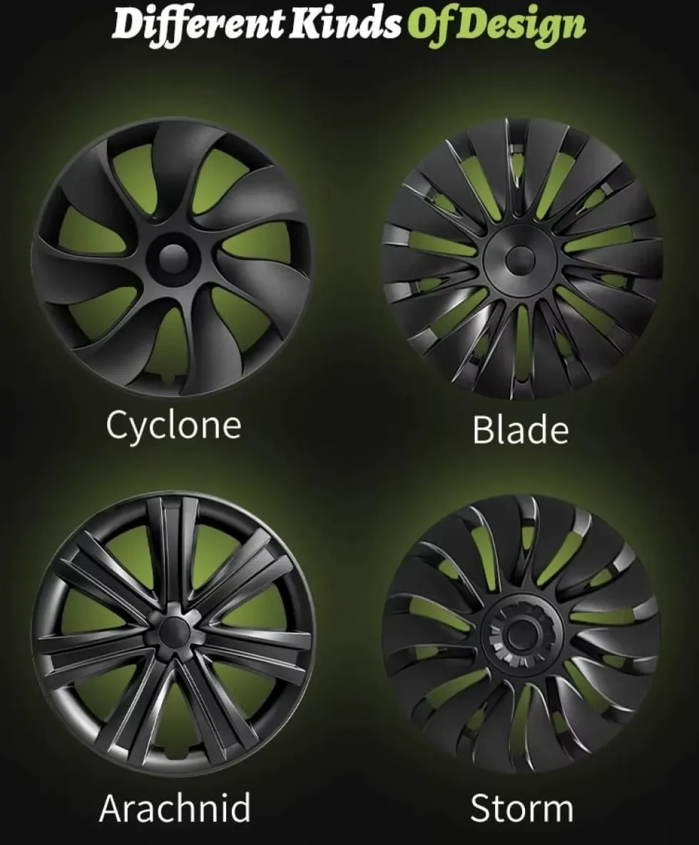 4-Pack Navkapslar Cyclone kompatibel med Tesla Model Y Hjulkåpor 19 Tum 2020–2024 – Cyclone Aero Wheel Covers Svart ABS