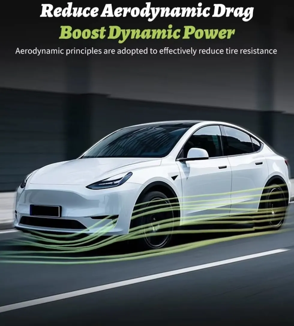 4-Pack Navkapslar Cyclone kompatibel med Tesla Model Y Hjulkåpor 19 Tum 2020–2024 – Cyclone Aero Wheel Covers Svart ABS