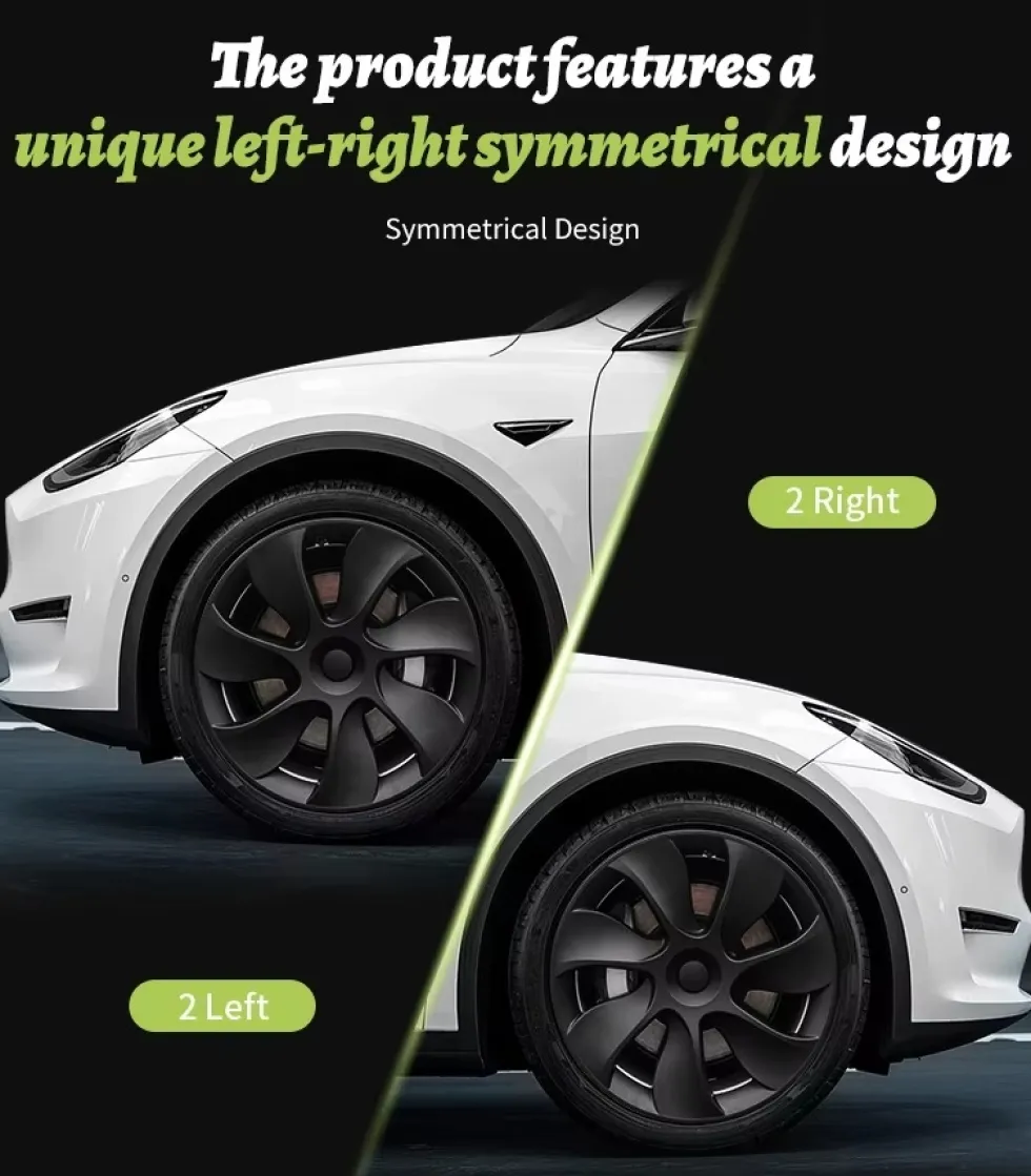 4-Pack Navkapslar Cyclone kompatibel med Tesla Model Y Hjulkåpor 19 Tum 2020–2024 – Cyclone Aero Wheel Covers Svart ABS