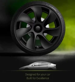 4-Pack Navkapslar Cyclone kompatibel med Tesla Model Y Hjulkåpor 19 Tum 2020–2024 – Cyclone Aero Wheel Covers Svart ABS