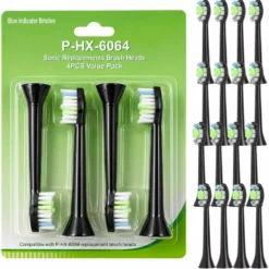 16-pack Philips Sonicare HX6064 Kompatibla Tandborsthuvud Svart