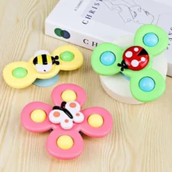 3-pack snurrleksaker med sugkopp – fidget spinners för bad och lek