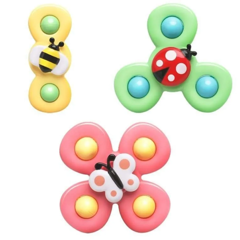 3-pack snurrleksaker med sugkopp – fidget spinners för bad och lek