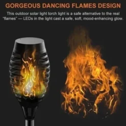 4-Pack Solcellsfackla Lykta med Flammande Ljussken