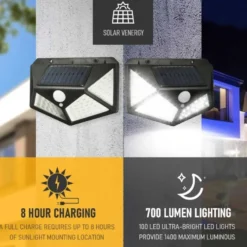 2-Pack Solcell Vägglampa med Rörelsesensor
