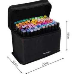 80-Pack - Tuschpennor med Fodral - Dubbelsidiga - Pennor