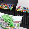 40-Pack - Tuschpennor med Fodral - Dubbelsidiga - Pennor