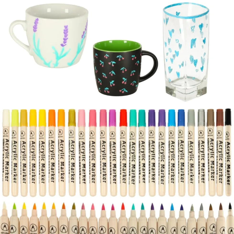 24-pack – Vattenfasta Pennor för Sten, Glas, Tyg & DIY
