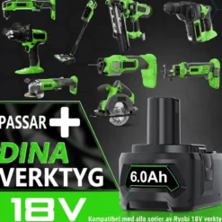 4-pack 18V 6000mAh Batteri + Dubbelladdare - Kompatibelt med RYOBI ONE+ - Li-Ion P102–P109